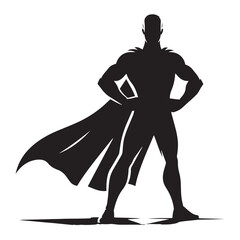 Superhero silhouette. powerful superhero in pose. Superhero silhouette art vector 