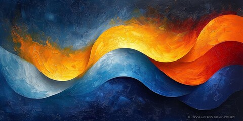 Wave of the Month Blue and Orange Swirl Generative AI - obrazy, fototapety, plakaty