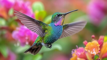 The incredibly beautiful Green Violet Eared Hummingbird in the central mountains of Mexico. 