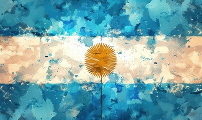 Abstract painted flag of Argentina. Template for national holidays.