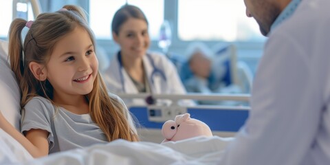 Obraz premium woman nurse and little girl patient