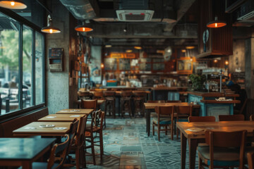 A restaurant employing and training homeless individuals, providing skills and opportunities. Concept of business role in social change and empowerment. Generative Ai.