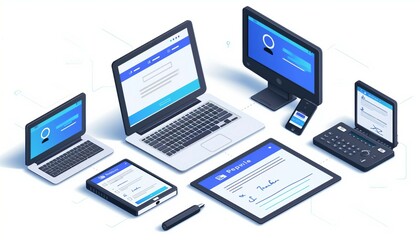 Electronic Signature Solutions, Showcase the convenience of electronic signature solutions in document management with an image portraying the signing process on various devices, AI 