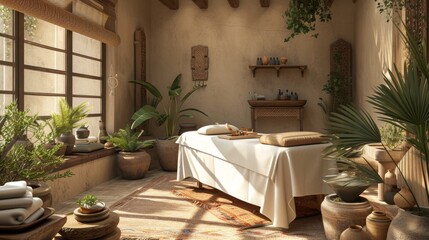 ranquil Spa Setting with Natural Elements, Wellness and Relaxation Concept, Luxury Spa Design