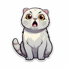 Fototapeta premium Design sticker cartoon of cat happy funny smile.