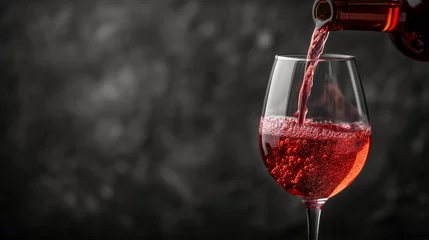 Fotobehang Pouring Rose Wine into a Glass, Capturing the Motion and Vibrancy of a Fine Dining Experience © R Studio