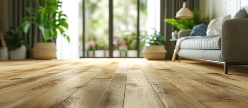 Light-colored wooden flooring for the interior of a home.
