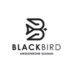 letter b wit bird concept logo design vector © kafian