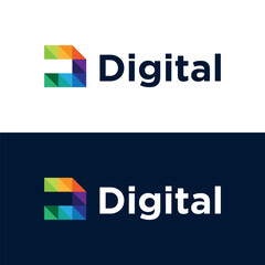 letter d colorful digital logo design vector