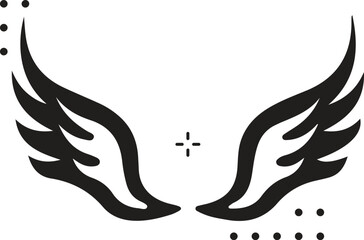 Black wings icon. Wings icons. Collection badges of wings. Vector illustration