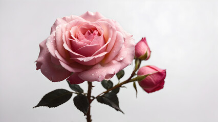 Naklejka premium Beautiful pink rose isolated on a white background, Ai generated 