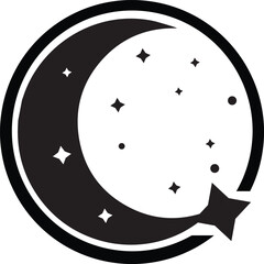 Half moon outline and filled vector icon sign symbol Phases of moon, boho moon illustration. Lunar phases, cycles vector clipart.