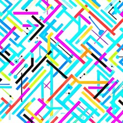 seamless pattern colorful tubes, neon-colored lines on a white background, vibrant backdrop, mathematical, computer science, children's background, algorithm puzzle, neon colors blue green pink black 