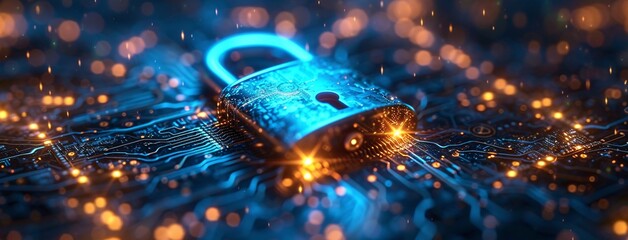 Cybersecurity in the Digital Age A Blue Key Encryption Generative AI - obrazy, fototapety, plakaty