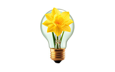 Daffodil flower in a bulb on a White or Clear Surface PNG Transparent Background.