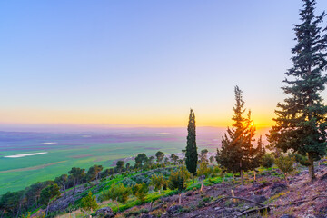 Sunset view of countryside, Jezreel Valley