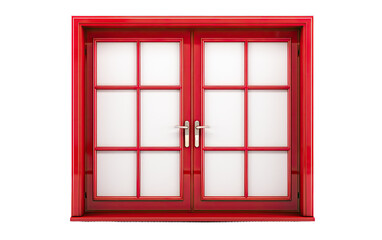 Red and white Door Window Frame on a White or Clear Surface PNG Transparent Background.