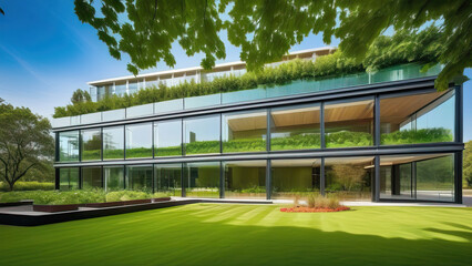 Urban Green Spaces: Modern Eco Buildings Nestled in Green Environments