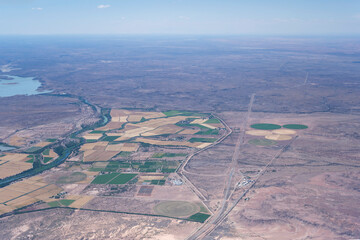 Fish river and agricultural area north of Mariental town in desert,  Namibia