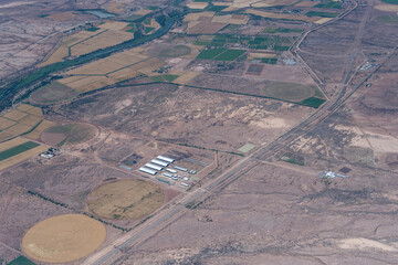 large cowsheds at agricultural area near Fish river, north of Mariental town in desert,  Namibia