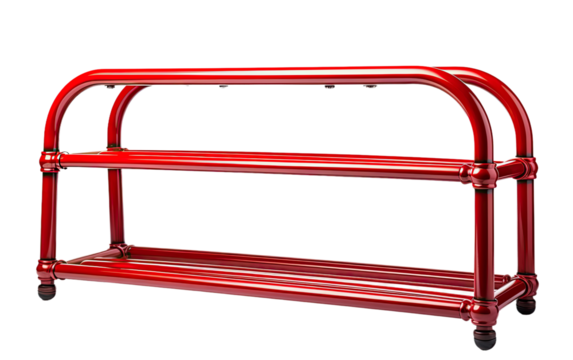 Red Luggage Rack on a White or Clear Surface PNG Transparent Background.