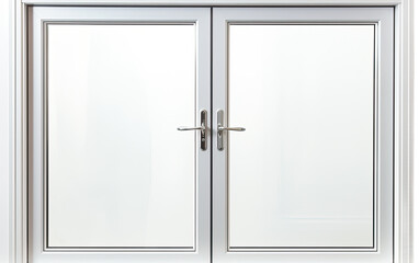 Silver Door Window Frame on a White or Clear Surface PNG Transparent Background.