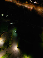 Aerial View of Illuminated British City of England During Night