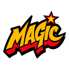The word MAGIC in street art graffiti lettering vector image style on a white background.