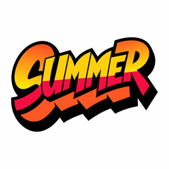 The word SUMMER in street art graffiti lettering vector image style on a white background.