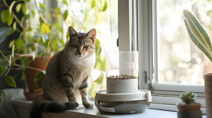  Automated smart pet feeder in a cozy corner 