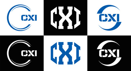 CXI logo. CXI set , C X I design. White CXI letter. CXI, C X I letter logo design. Initial letter CXI letter logo set, linked circle uppercase monogram logo. C X I letter logo vector design.	
