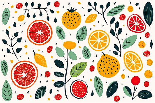 Colorful background with fruits. Astract summer pattern