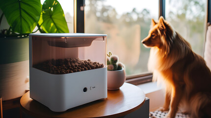  Automated smart pet feeder in a cozy corner 