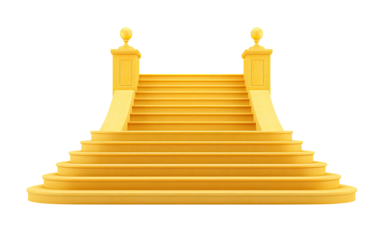 Yellow stairs on a White or Clear Surface PNG Transparent Background