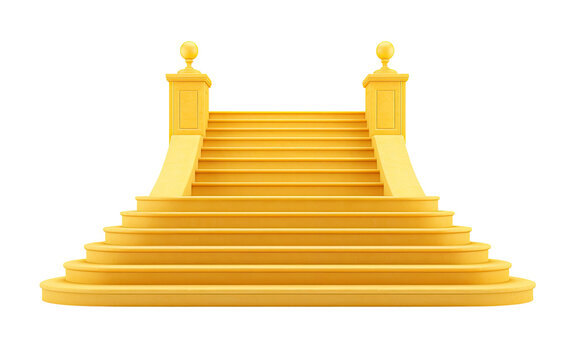 Yellow stairs on a White or Clear Surface PNG Transparent Background