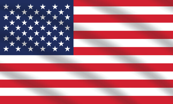 Flat Illustration of the United States flag. United States national flag design. United States wave flag. 
