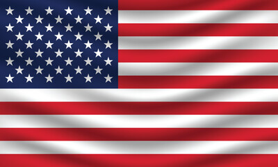 Fototapeta premium Flat Illustration of the United States flag. United States national flag design. United States wave flag. 