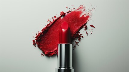 red lipstick with a red splash