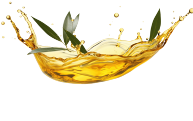 Tea Tree Oil Splash on a White or Clear Surface PNG Transparent Background.