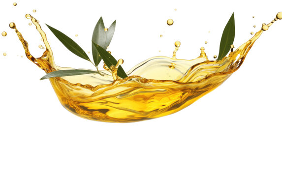 Tea Tree Oil Splash on a White or Clear Surface PNG Transparent Background.