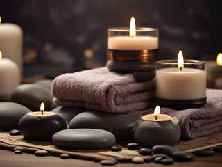 Obraz na płótnie Canvas candles and stones HD 8K wallpaper Stock Photographic Image