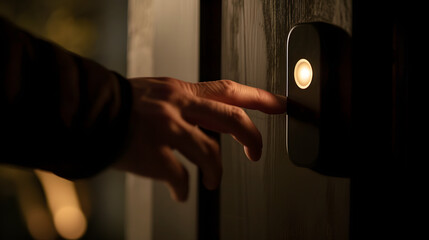  Smart doorbell in action Capture a hand pressing the doorbell button 