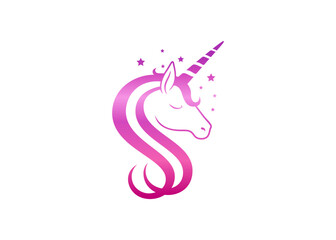 Unicorn logo vector. Animal Mythical creature. Letter S and unicorn symbol