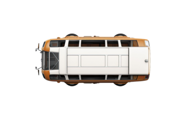 Brown Bus Top View on a White or Clear Surface PNG Transparent Background.