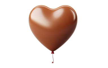 Brown Heart Balloon on a White or Clear Surface PNG Transparent Background.