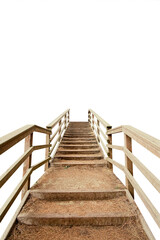 Outdoor wooden stairway isolated png