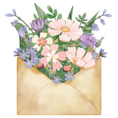 Spring Floral envelope, illustration