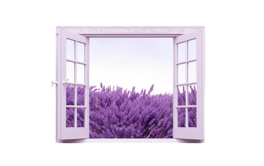 Lavender Door Window Frame on a White or Clear Surface PNG Transparent Background.