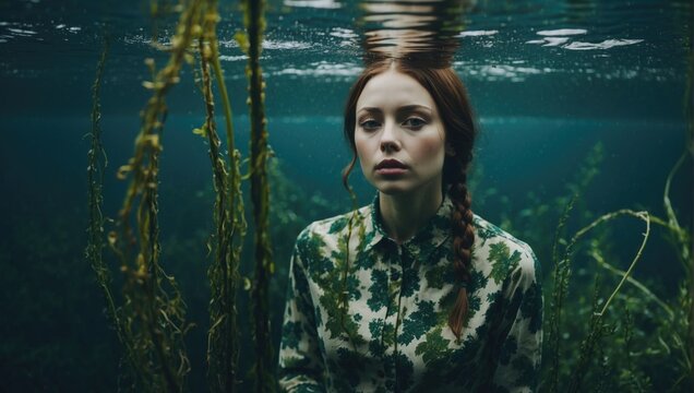 Aquatic Elegance: Capturing the Girl Amidst the Seaweed