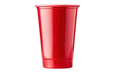 Red Plastic Party Cup on a White or Clear Surface PNG Transparent Background.
